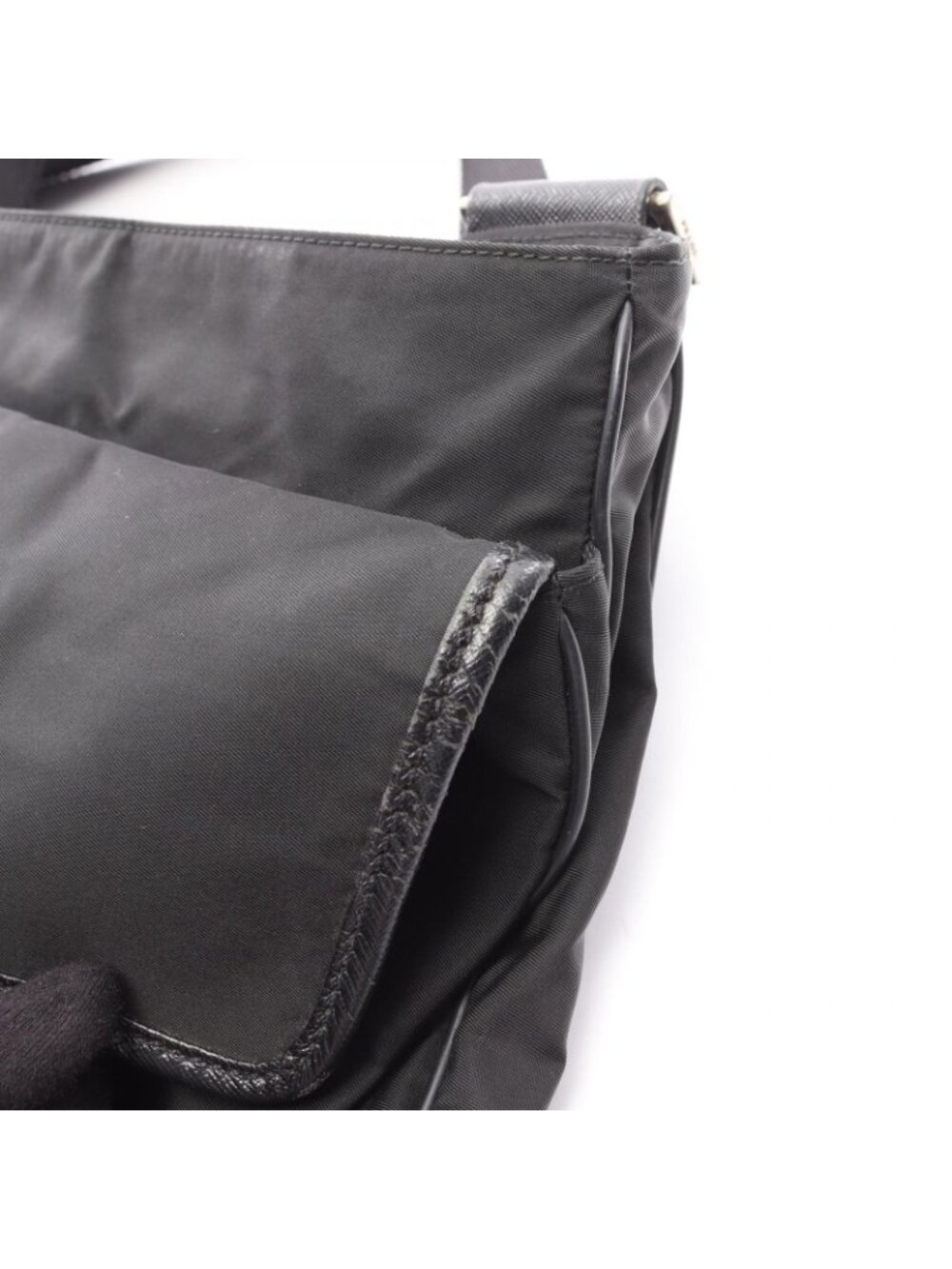 Prada Shoulder Bag Viaggio Black Nylon Saffiano Leather Triangle Logo Messenger - Picture 9 of 13